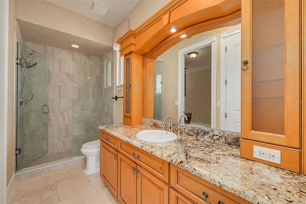 Bathroom, Dual Sink Vanities, Glass Shower, Interior, Recessed Lighting