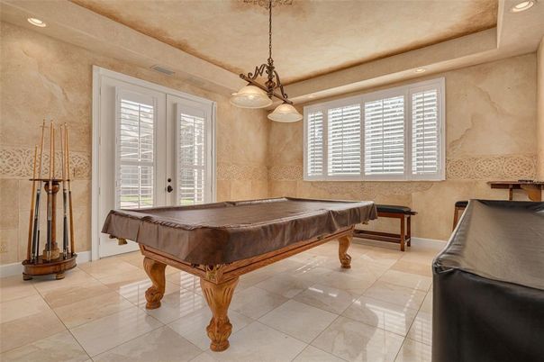 Billiard Table, Game Room, Interior, Pendant Lights, Recessed Lighting