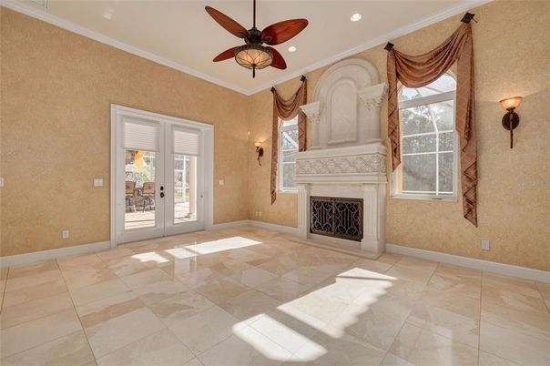 Empty room, Fireplace, Interior, Recessed Lighting
