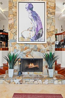 Fireplace, Interior, Stone Walls
