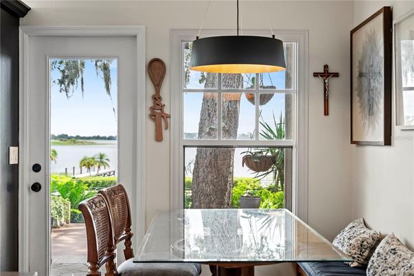 Dining room, Interior, Pendant Lights, Water