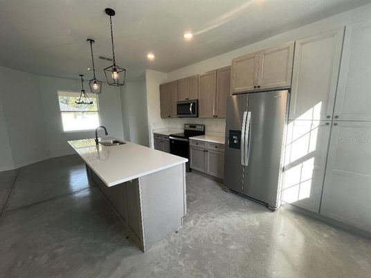Interior, Kitchen, Pendant Lights, Recessed Lighting, Stainless Steel Appliances