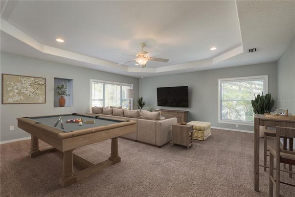 Billiard Table, Game Room, Interior, Living room, Recessed Lighting