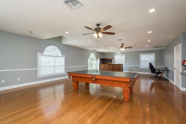 Game Room, Interior, Recessed Lighting, Wood Texture Flooring