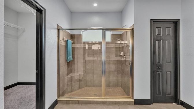 Bathroom, Glass Shower, Interior, Recessed Lighting