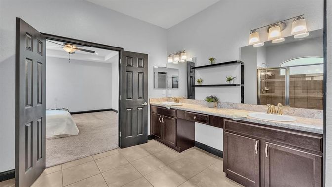 Bathroom, Dual Sink Vanities, Glass Shower, Interior