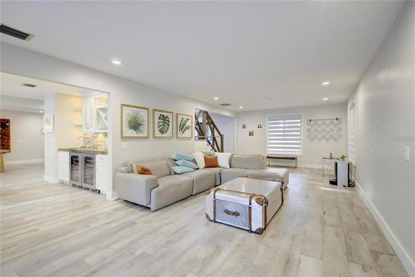 Interior, Living room, Recessed Lighting, Wood Texture Flooring