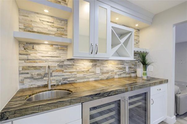 Interior, Kitchen, Recessed Lighting, Stone Walls, Washer