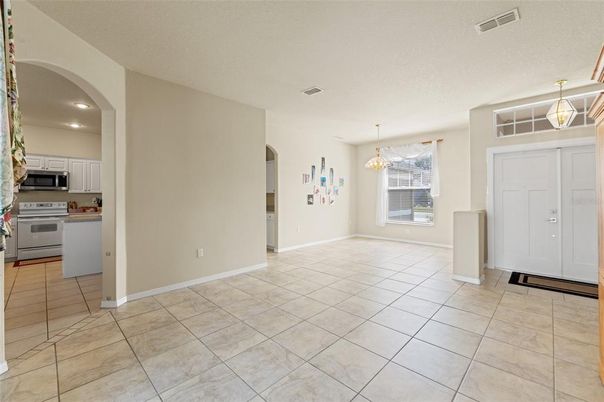 Chandelier, Empty room, Interior, Kitchen, Recessed Lighting
