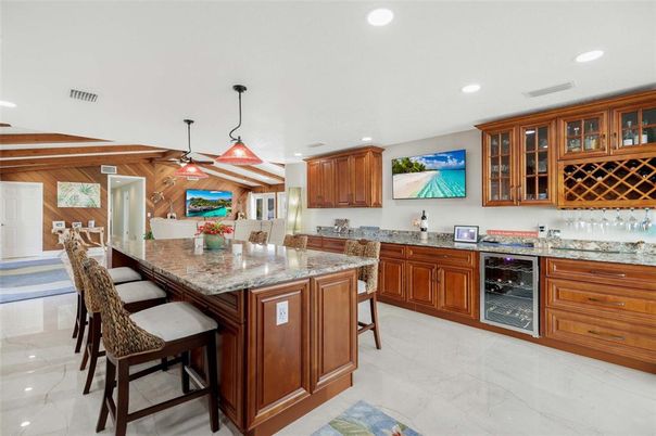 Interior, Kitchen, Marble, Pendant Lights, Recessed Lighting