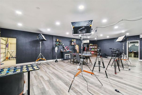 Dining room, Interior, Recessed Lighting, Wood Texture Flooring