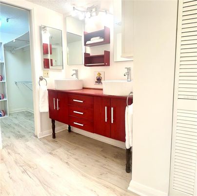Bathroom, Dual Sink Vanities, Interior, Wood Texture Flooring