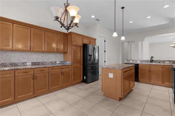 Chandelier, Interior, Kitchen, Pendant Lights, Recessed Lighting, Stainless Steel Appliances