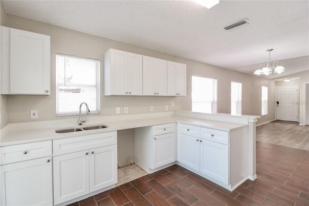 Chandelier, Interior, Kitchen, Wood Texture Flooring