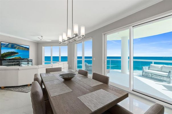 Dining room, Interior, Living room, Marble, Pendant Lights, Water
