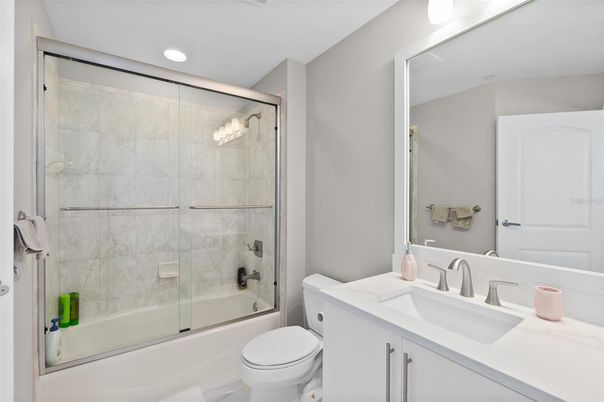 Bathroom, Glass Shower, Interior, Recessed Lighting