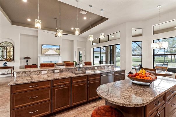 Interior, Kitchen, Pendant Lights, Recessed Lighting, Wood Texture Flooring