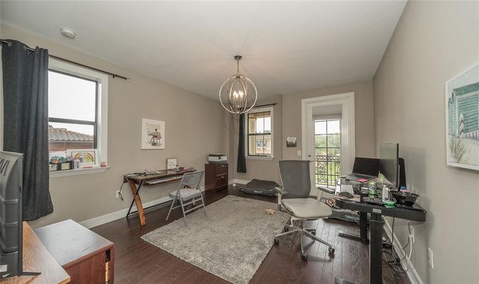 Chandelier, Home Office, Interior, Pendant Lights, Wood Texture Flooring