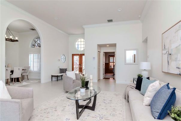 Dining room, Interior, Living room, Recessed Lighting, Wood Texture Flooring