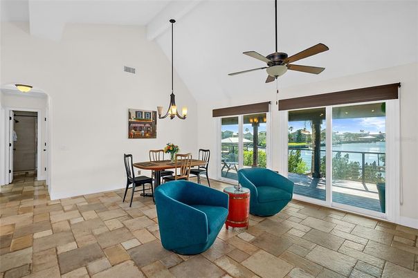 Dining room, Interior, Pendant Lights, Water