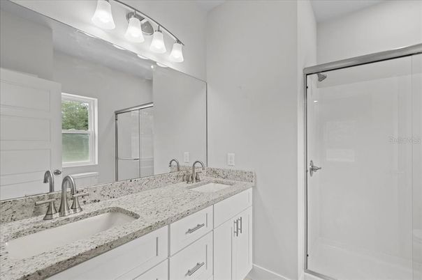 Bathroom, Dual Sink Vanities, Glass Shower, Interior