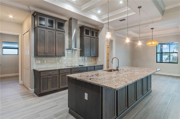 Interior, Kitchen, Pendant Lights, Recessed Lighting, Wood Texture Flooring