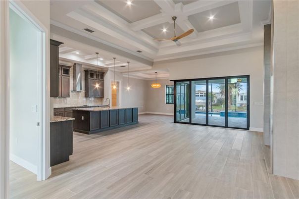 Interior, Kitchen, Pendant Lights, Recessed Lighting, Wood Texture Flooring