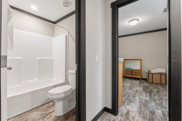 Bathroom, Interior, Recessed Lighting, Wood Texture Flooring