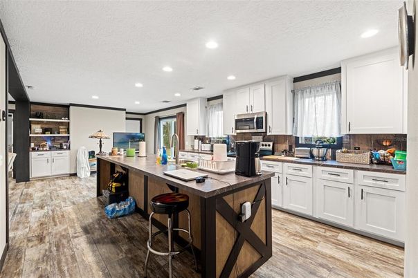 Interior, Kitchen, Recessed Lighting, Wood Texture Flooring