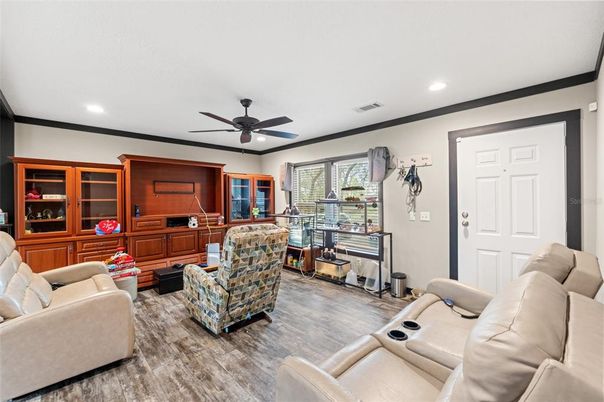 Interior, Living room, Recessed Lighting, Wood Texture Flooring