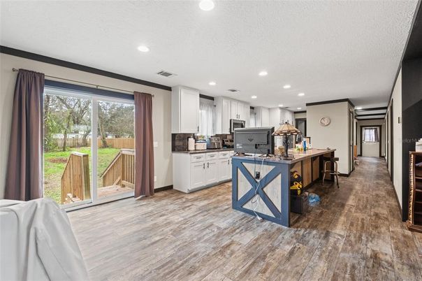 Interior, Kitchen, Recessed Lighting, Wood Texture Flooring