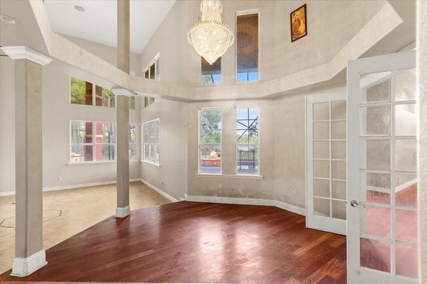Chandelier, Interior, Recessed Lighting, Wood Texture Flooring