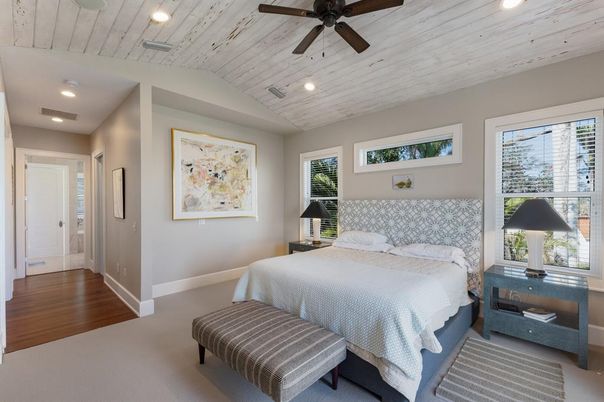 Bedroom, Interior, Recessed Lighting, Wooden Ceilings, Wood Texture Flooring