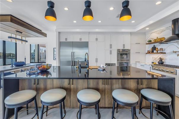 Interior, Kitchen, Pendant Lights, Recessed Lighting, Stainless Steel Appliances