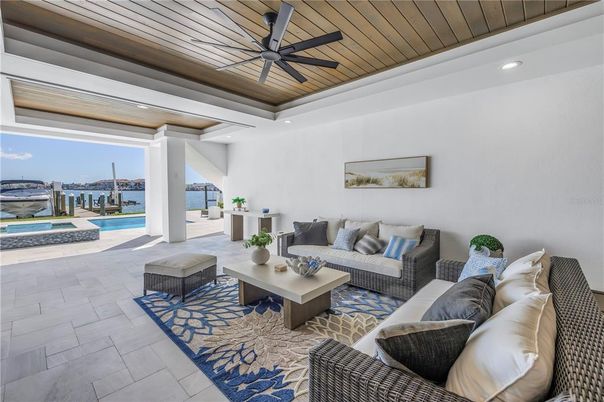 Interior, Living room, Recessed Lighting, Water, Wooden Ceilings