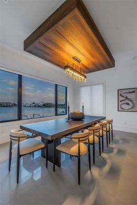 Chandelier, Dining room, Interior, Water, Wooden Beams, Wooden Ceilings