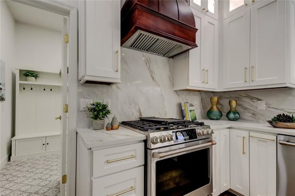 Interior, Kitchen, Marble Walls, Stainless Steel Appliances