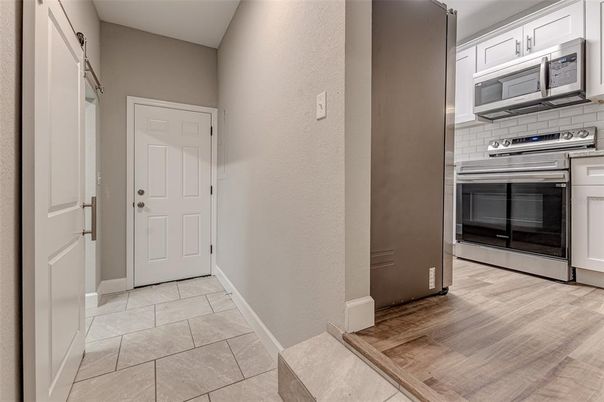 Interior, Kitchen, Stainless Steel Appliances, Wood Texture Flooring