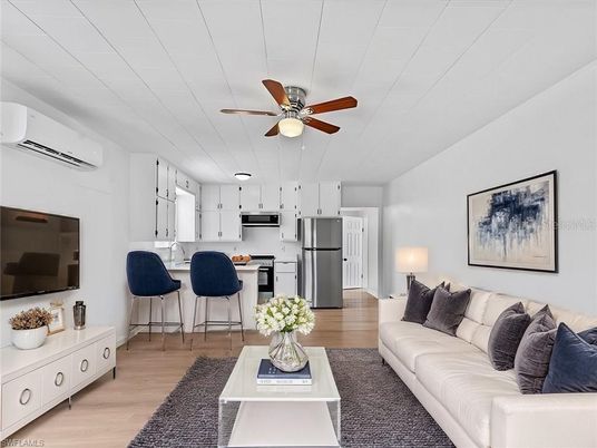 Interior, Kitchen, Living room, Stainless Steel Appliances, Wood Texture Flooring