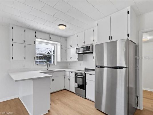 Interior, Kitchen, Stainless Steel Appliances, Wood Texture Flooring