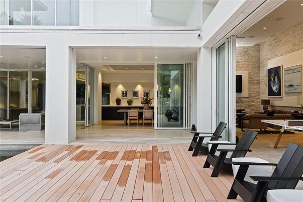 Interior, Recessed Lighting, Stone Walls, Wood Texture Flooring
