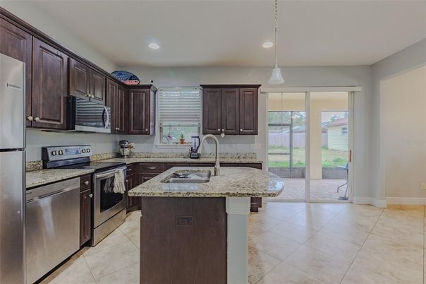 Interior, Kitchen, Pendant Lights, Recessed Lighting, Stainless Steel Appliances