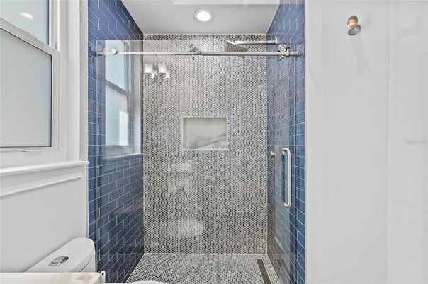 Bathroom, Glass Shower, Interior, Recessed Lighting
