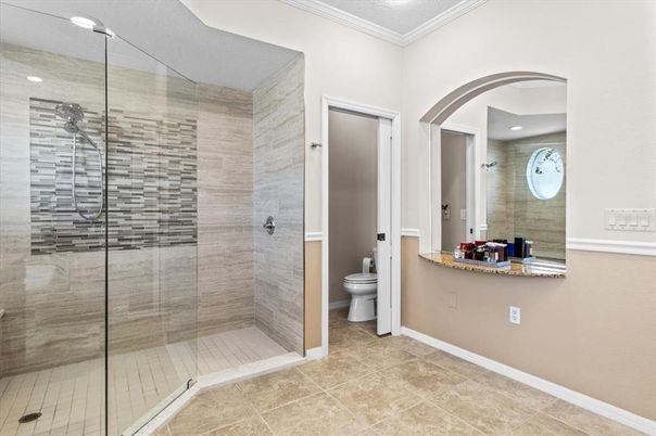 Bathroom, Glass Shower, Interior, Recessed Lighting