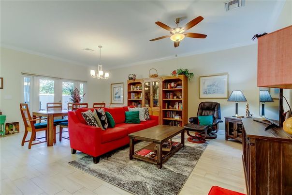 Dining room, Interior, Living room, Pendant Lights, Wood Texture Flooring