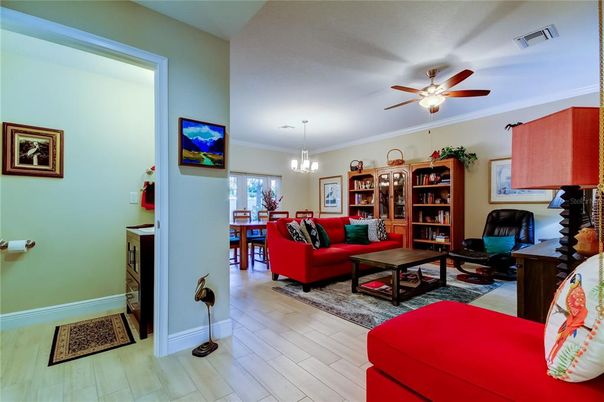 Dining room, Interior, Living room, Pendant Lights, Wood Texture Flooring