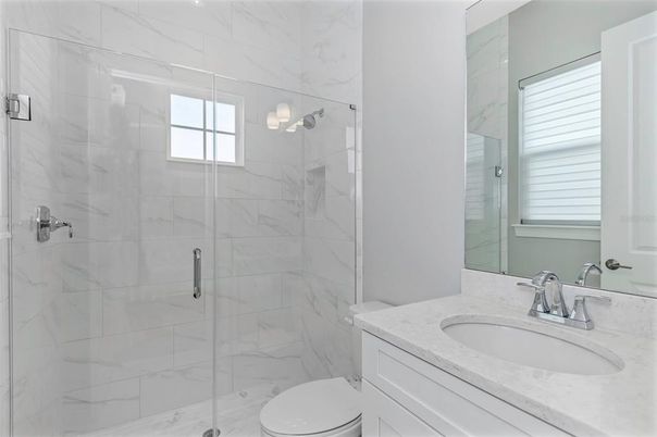 Bathroom, Glass Shower, Interior, Marble Walls