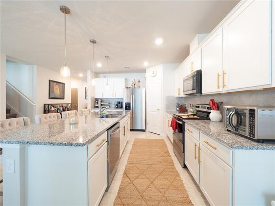 Interior, Kitchen, Pendant Lights, Recessed Lighting, Stainless Steel Appliances