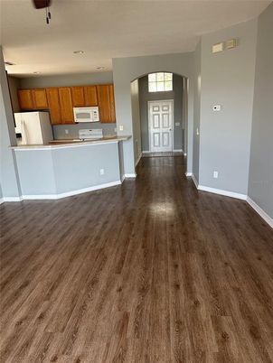 Interior, Kitchen, Recessed Lighting, Wood Texture Flooring