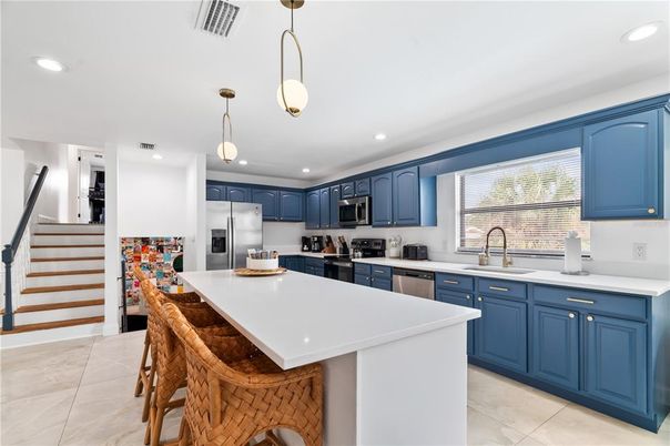 Interior, Kitchen, Pendant Lights, Recessed Lighting, Stainless Steel Appliances